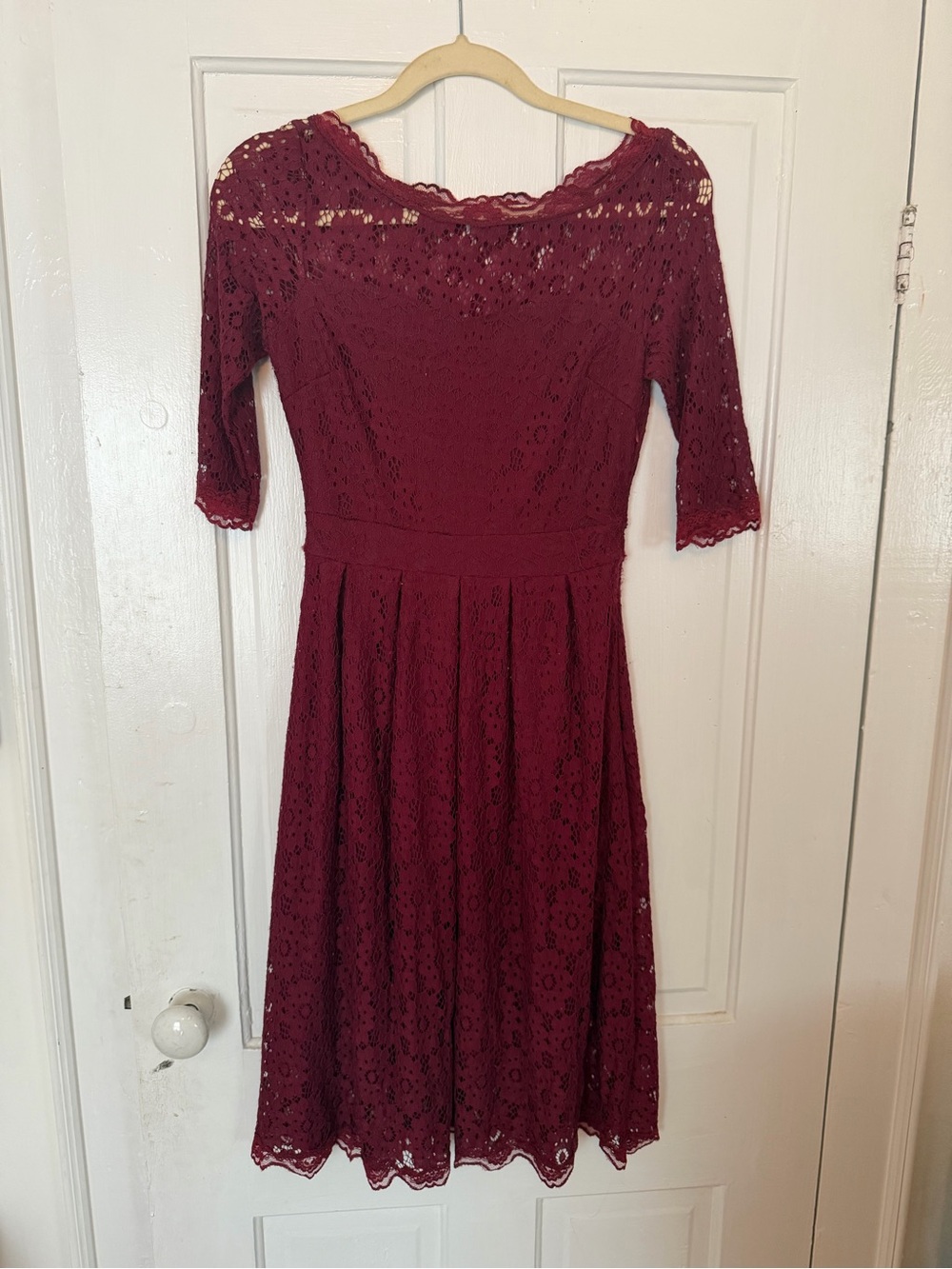 Ladies Maroon Lace Dress